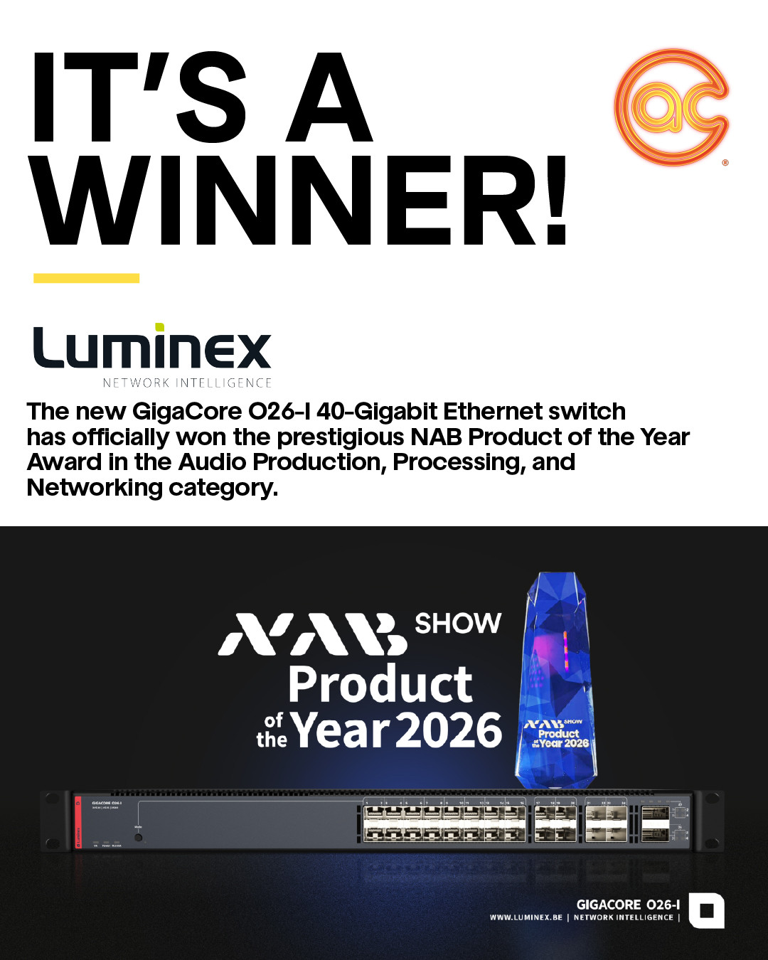 Luminex GigaCore O26i - NAB Show Product of the Year