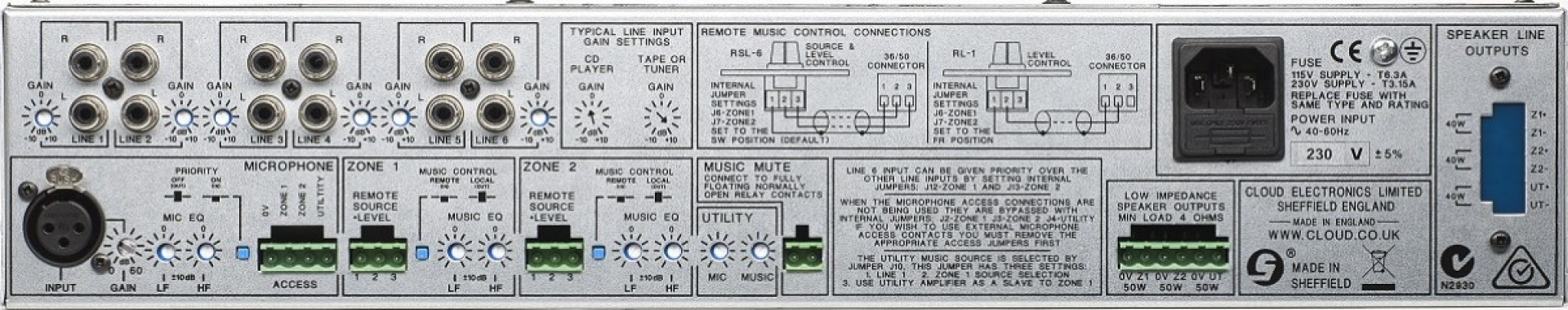 Cloud Amplifiers, Mixer Amps & Zone Mixers - Rear