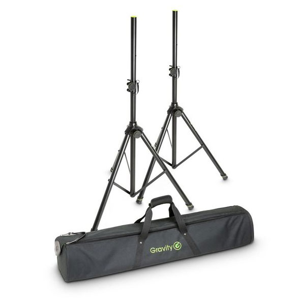 Gravity Speaker Stands Set of two aluminium speaker stands with bags
