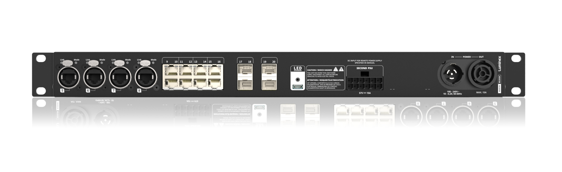 Luminex Gigacore 20t ethernet switch - rear