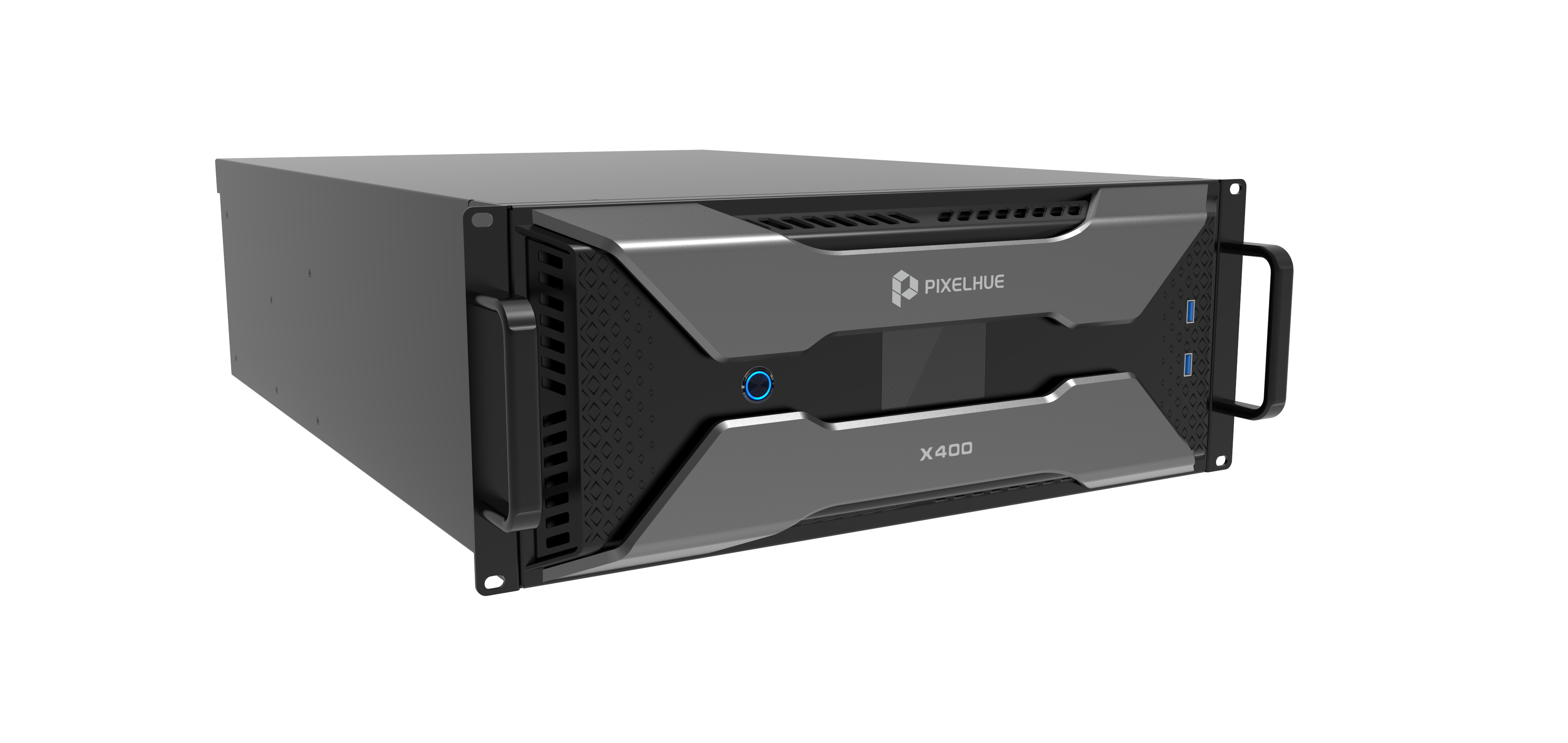 Front view of the PIXELHUE X400 media server