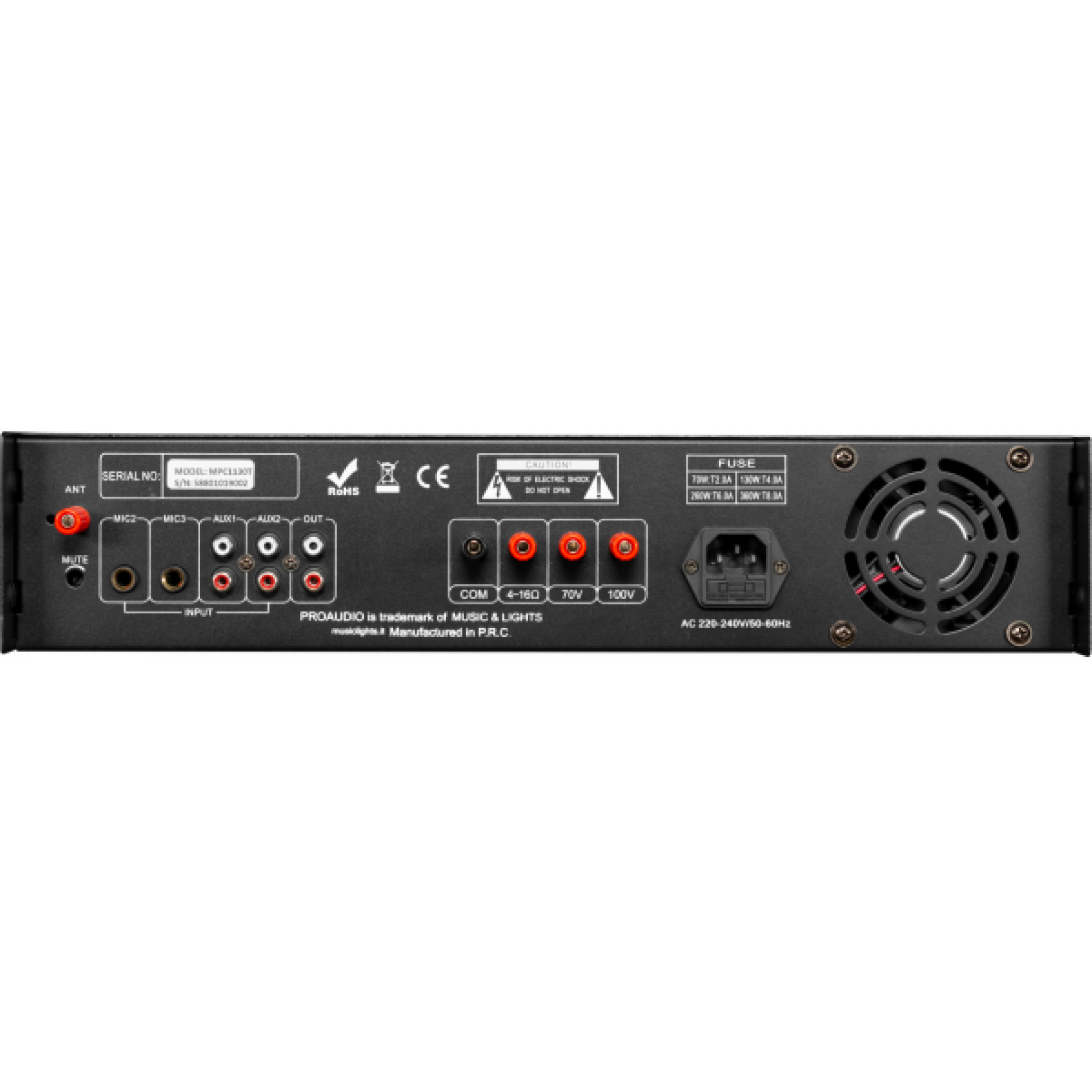 ProAudio 100v Line Amplifier MPC1130T-rear