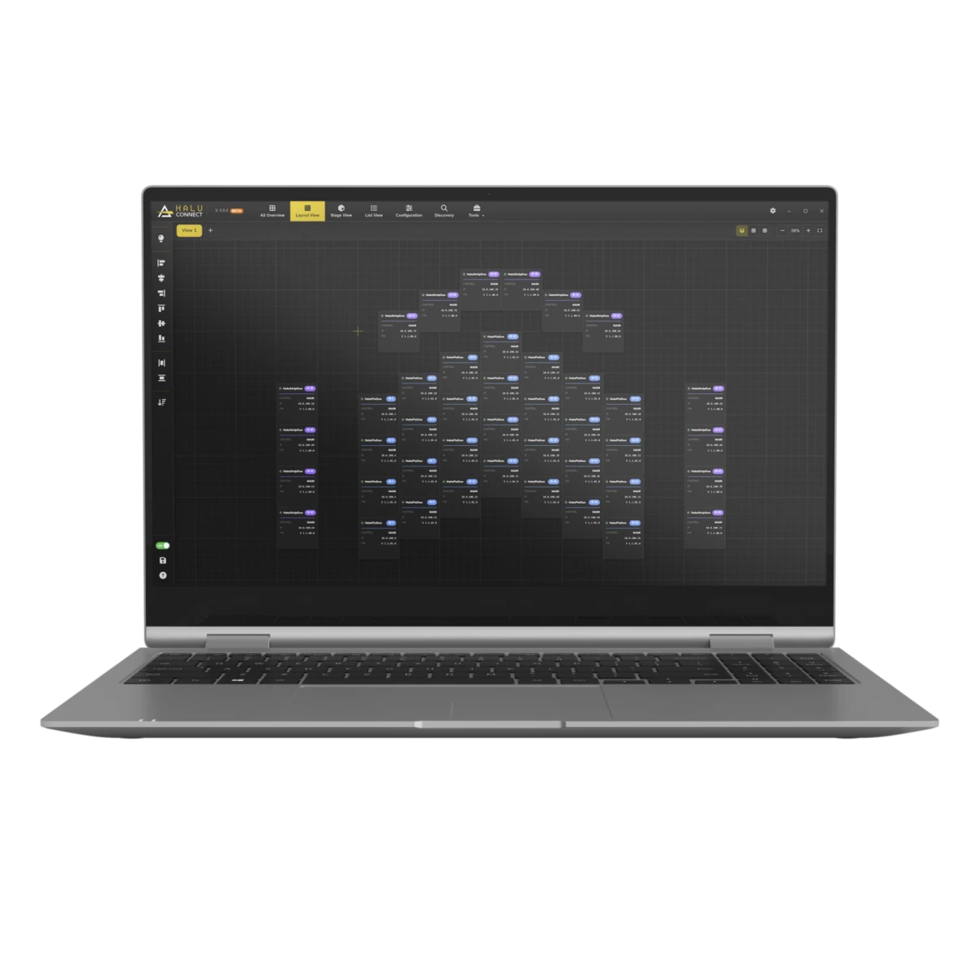 PROLIGHTS HaluConnect Live View Screenshot on laptop